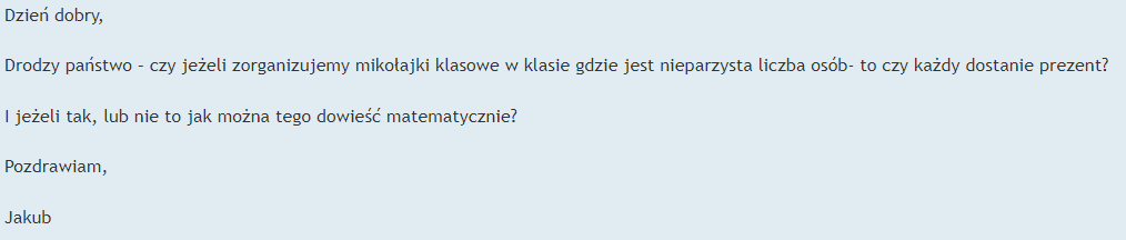 Pytanie o losowanie na mikołajki.